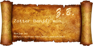 Zotter Benjámin névjegykártya